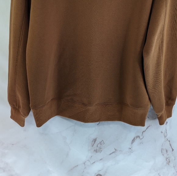 Everlane Sweatshirt Women XS Cocoa The ReNew Mock Neck Fleece Pullover Sweater - Picture 9 of 13